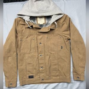 Vans Hooded Canvas Jacket – Tan Flannel Lined Workwear Style (Small)